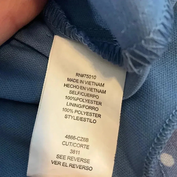 City Studio Women's‎ Blue Polka Dots Floral Straps Dress Sz. L - Picture 7 of 8